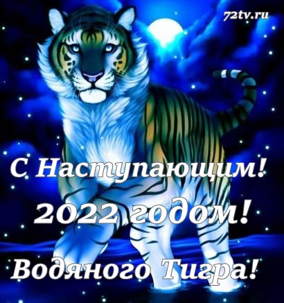 С наступающим годом 2022 -  Год Черного тигра (Живая открытка)!